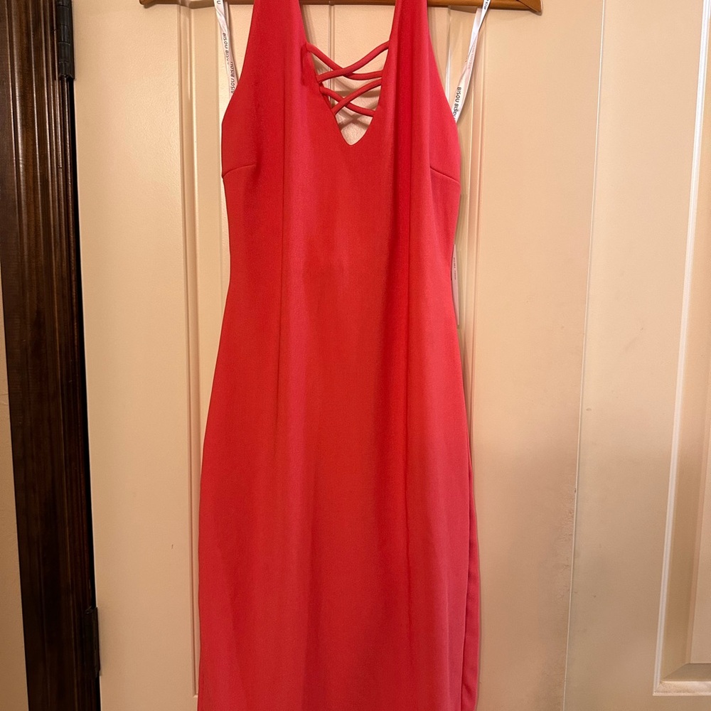 Bisou Bisou Pink Orange Sleeveless Dress NWT